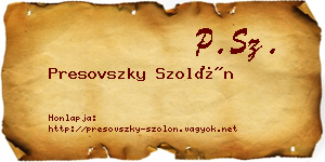 Presovszky Szolón névjegykártya